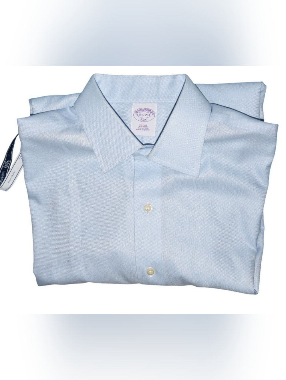 Brooks Brothers Pale Blue Cotton Dress Shirt Slim Fit Mens 15.5